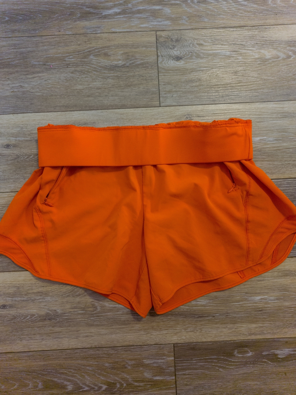 Women's Fold-Over Waist Athletic Shorts - Orange